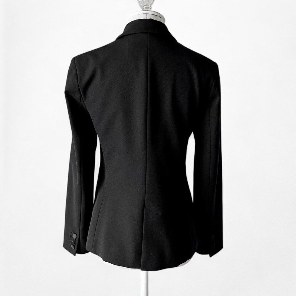 Zara Black Shoulder Padded Single Button Satin Trim Tailored Suit Blazer Size S - Picture 6 of 7